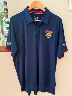 NEW Fanatics Florida Panthers NHL XL Navy Raglan Polo Golf Shirt Authentic Pro